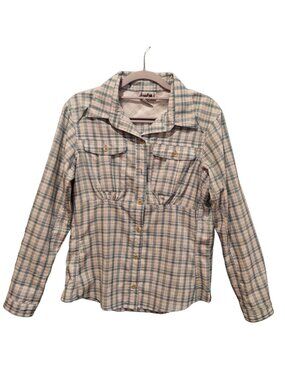Rugged Exposure Vented Blouse womens M outdoor roll tab sleeve button up plaid